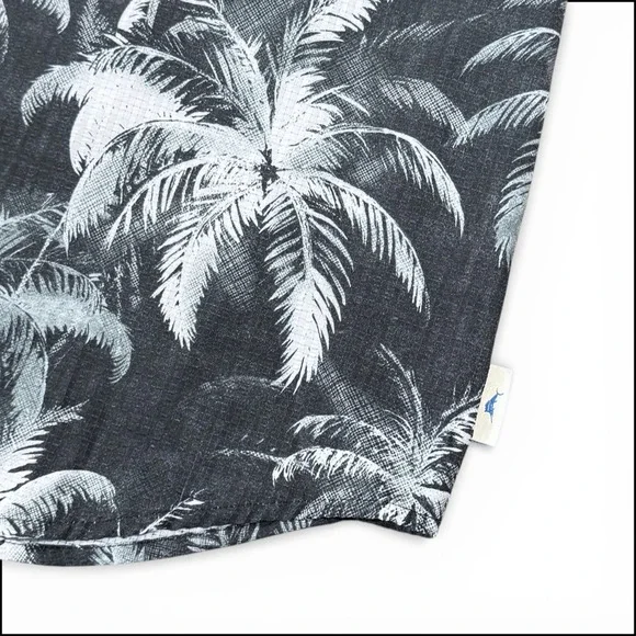 Tommy Bahama Tropical Palm Burst Print IslandZone Polo XLT Short Sleeve Black - Picture 2 of 9
